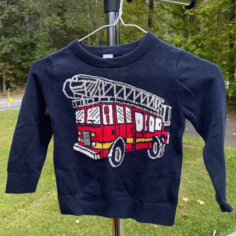 GAP Kids Navy Sweater with Fire Truck Design